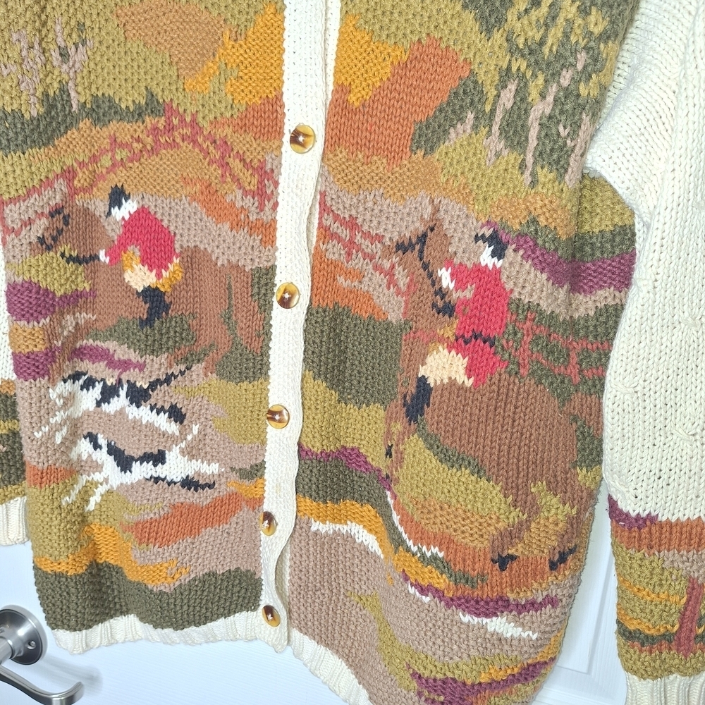 Vintage Casual Corner Multicolor Button-Up Equestrian Sweater Size Large - Picture 3 of 6
